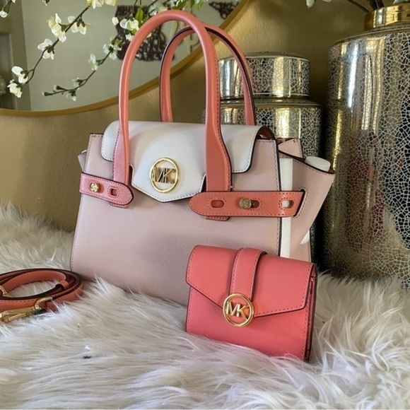 New Michael Kors Carmen Medium Color-Block Belted Satchel bag - Picture 2 of 16